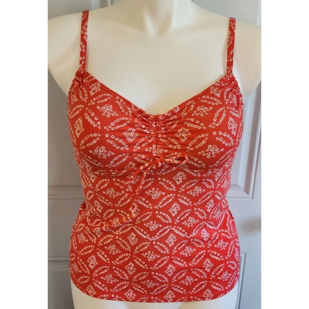 Lands'‎ End Women's Underwired Shirred Front Tankini Swim Suit Top Orange Size 8